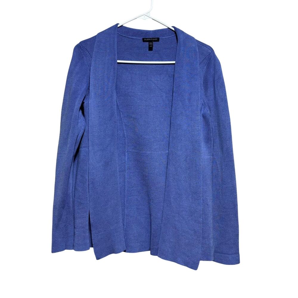 Eileen Fisher Silk Cotton Blend Lavender Open Front Cardigan Sweater Size M